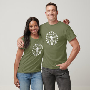 Always be kind-White Botanical Wreath with a Bee T-Shirt