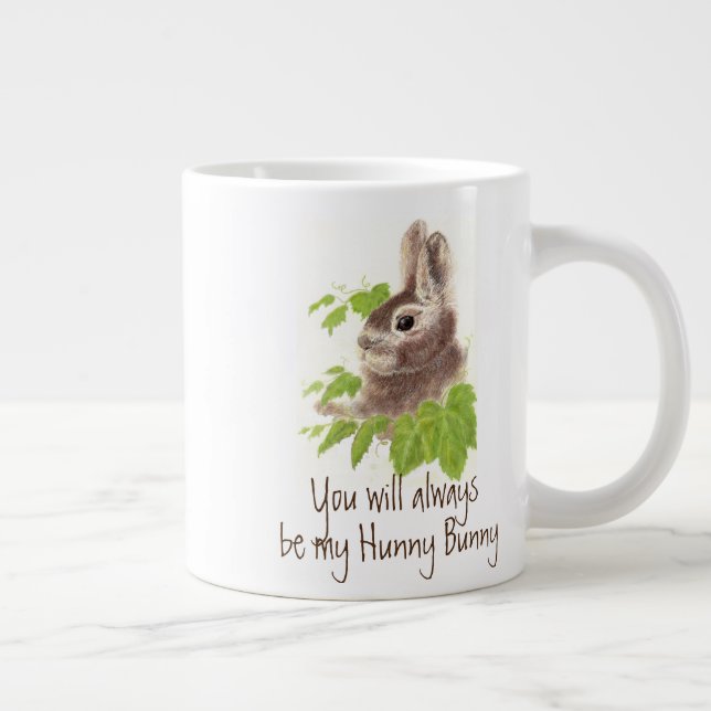 Always be my Hunny Quote Bunny Rabbit, Large Coffee Mug (Right)