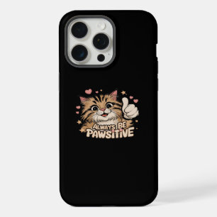 Always Be Pawsitive - Cute Thumbs Up Cat Design iPhone 15 Pro Max Case