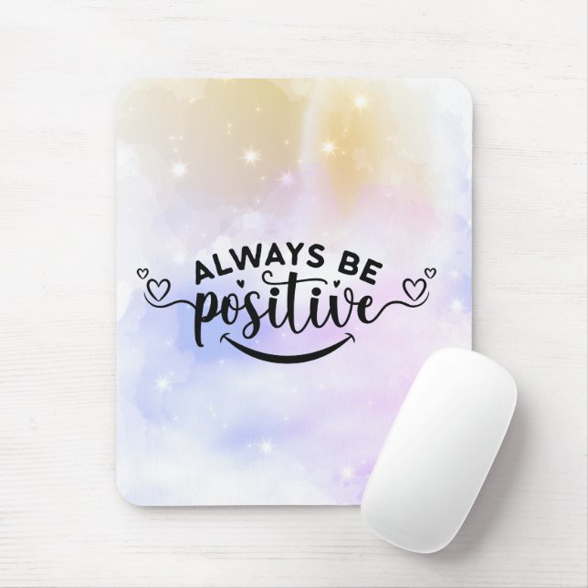 Always Be Positive Purple Yellow  Mouse Mat (With Mouse)