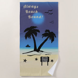Always Beach Bound Night Time Blue Beach Towel