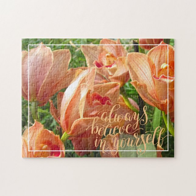 Always Believe in Yourself Orchid Photograph Jigsaw Puzzle (Horizontal)