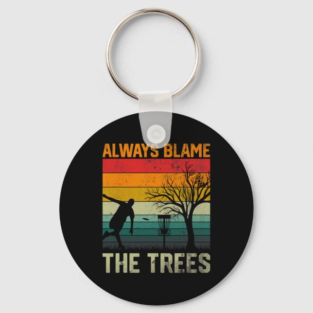 Always Blame The Trees Retro Frisbee Disc Golf  Key Ring (Front)