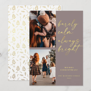 Always Bright Gold Script 2 Photo Christmas Holid Holiday Card