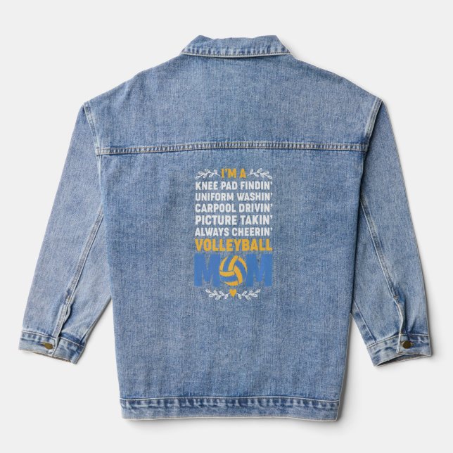 Always Cheerin' Volleyball Mum Volleyball Beach Vo Denim Jacket (Back)
