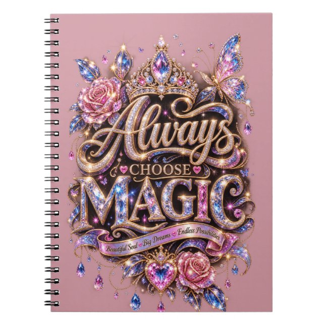 Always Choose Magic Sparkle Crystal Design Notebook (Front)