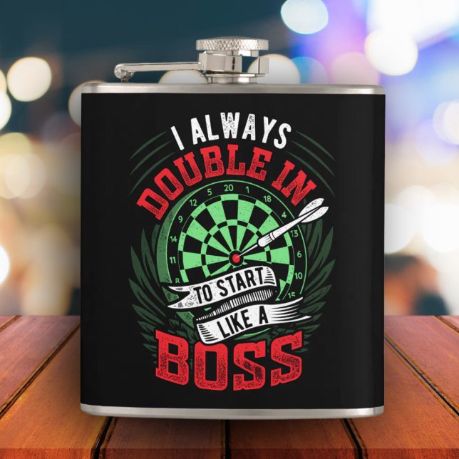 Always Double in Like a Boss Dart Flask 6 oz. (Creator Uploaded)