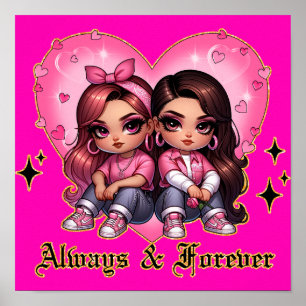 Always & Forever Best friends girls gift Poster