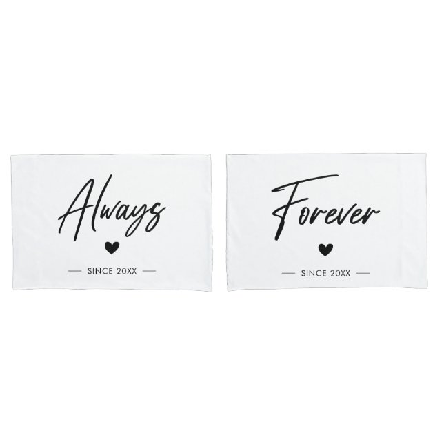 Always Forever Couple Romantic Wedding Anniversary Pillowcase (Front-Set)