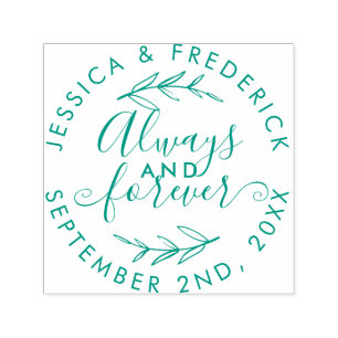 "Always & Forever" Elegant Script Wedding Date Self-inking Stamp