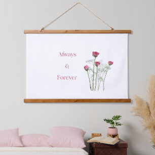 Always & Forever Floral Romantic Anniversary Hanging Tapestry