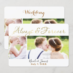 ALWAYS & FOREVER GOLD WEDDING 4 Photos Photo Invitation