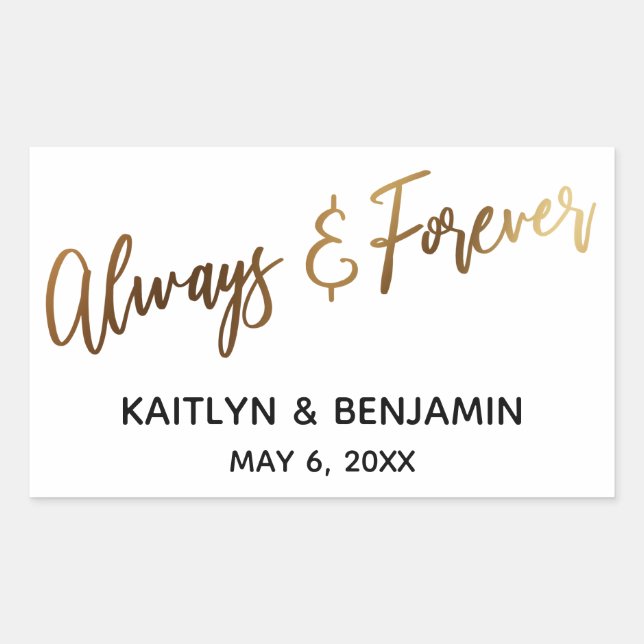 Always & Forever Minimal Gold Handwriting Rectangular Sticker (Front)