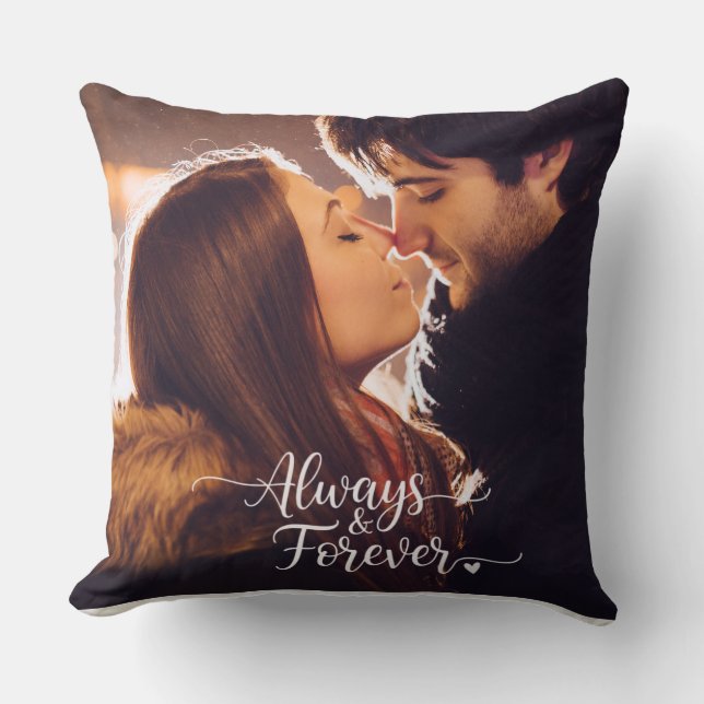 Always & Forever Personalized Photo Throw Pillow (Front)
