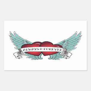 Always & Forever Rockabilly Winged Heart Rectangular Sticker