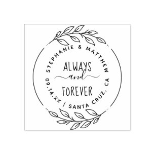 Always & Forever Rustic Hand-Drawn Sprigs & Script Rubber Stamp