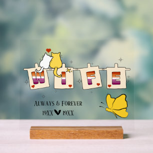 Always & Forever Sunset Lesbian Flag Wife Acrylic Sign