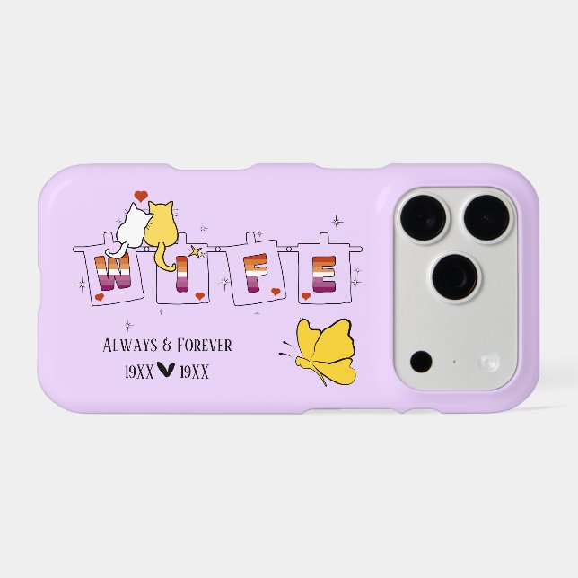 Always & Forever Sunset Lesbian Flag Wife iPhone C (Back Horizontal)