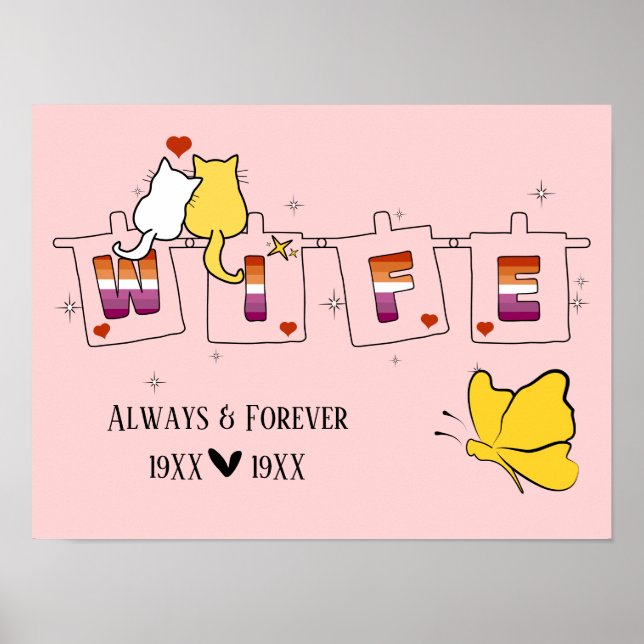 Always & Forever Sunset Lesbian Flag Wife Poster (Front)