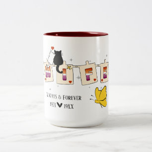 Always & Forever Sunset Lesbian Flag Wife Two-Tone Coffee Mug