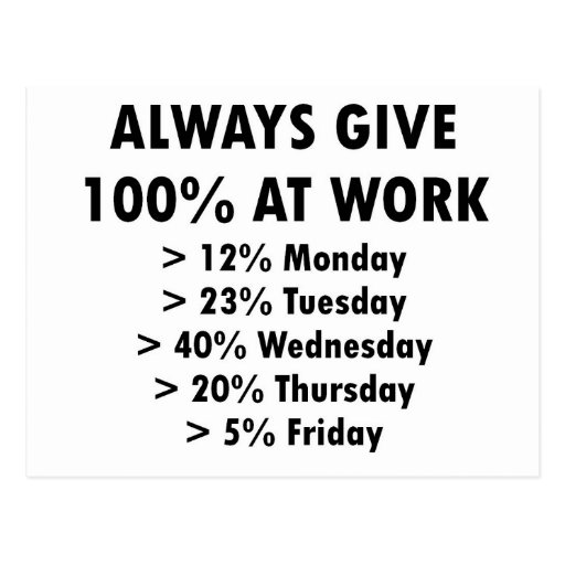 Image of Always give 100% at work Postcard