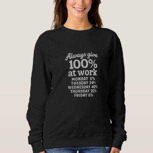 Always gives 100%at work Monday 11 %Tuesday 24 %We Sweatshirt