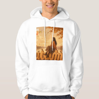 Always Grateful Autumn Girl Sitting on Autumn Hoodie