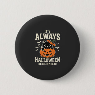 Always Halloween Black Cat Pumpkin Design 6 Cm Round Badge