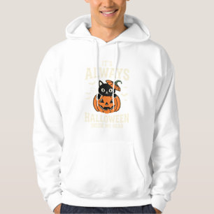 Always Halloween Black Cat Pumpkin Design Hoodie