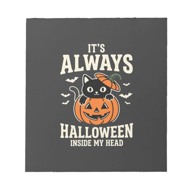 Always Halloween Black Cat Pumpkin Design Notepad (Front)