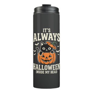 Always Halloween Black Cat Pumpkin Design Thermal Tumbler