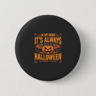 Always Halloween Pumpkin Bat Vector Design_1 6 Cm Round Badge