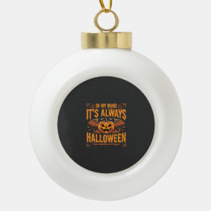 Always Halloween Pumpkin Bat Vector Design_1 Ceramic Ball Christmas Ornament