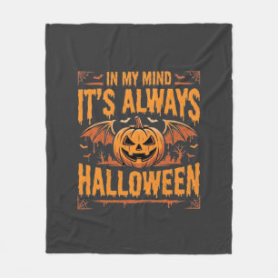 Always Halloween Pumpkin Bat Vector Design_1 Fleece Blanket
