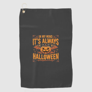 Always Halloween Pumpkin Bat Vector Design_1 Golf Towel