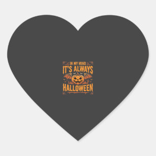 Always Halloween Pumpkin Bat Vector Design_1 Heart Sticker