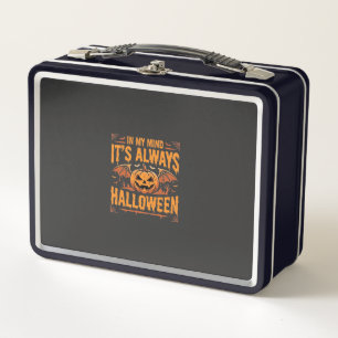 Always Halloween Pumpkin Bat Vector Design_1 Metal Lunch Box