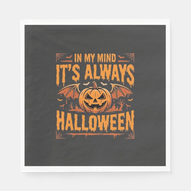 Always Halloween Pumpkin Bat Vector Design_1 Napkin (Front)