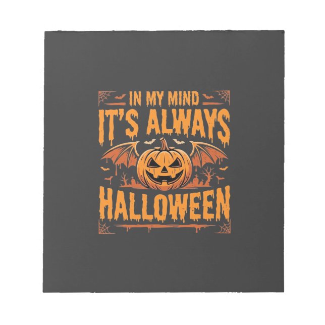 Always Halloween Pumpkin Bat Vector Design_1 Notepad (Front)
