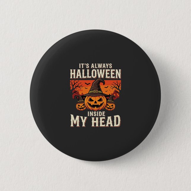 Always Halloween Pumpkin Witch Design_1 6 Cm Round Badge (Front)