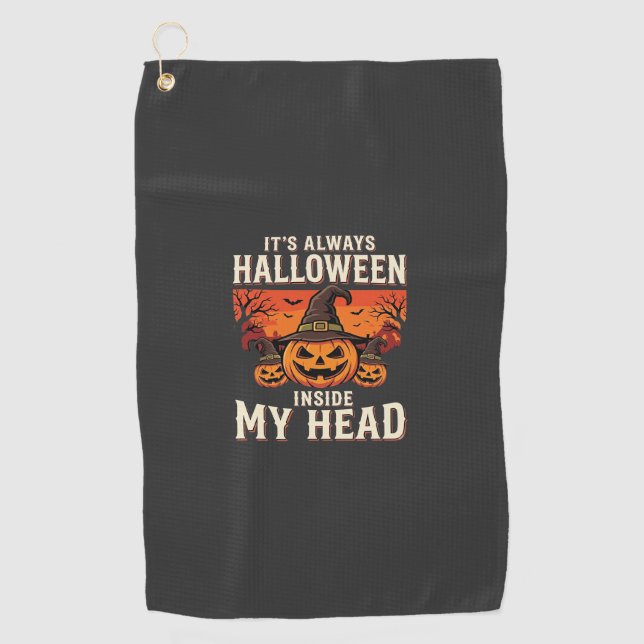 Always Halloween Pumpkin Witch Design_1 Golf Towel (Front)
