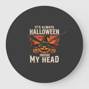 Always Halloween Pumpkin Witch Design_1 Large Clock