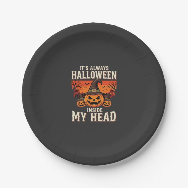 Always Halloween Pumpkin Witch Design_1 Paper Plate (Front)
