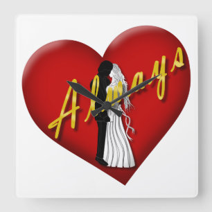 Always in Love Square Wall Clock