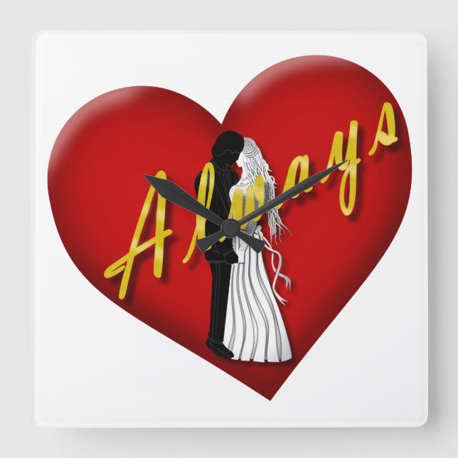 Always in Love Square Wall Clock (Front)