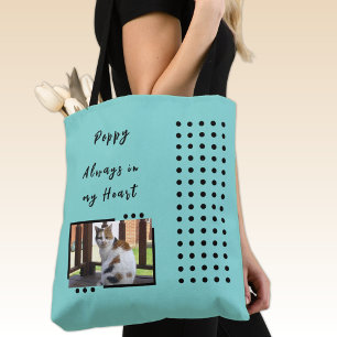 Always in my heart 2 photo pet lover mint  tote bag