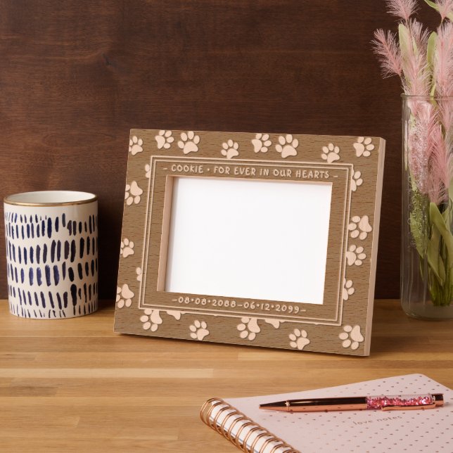  Always In Our Hearts Cute Dog Paws Pet Memorial Etched Frames (Left)