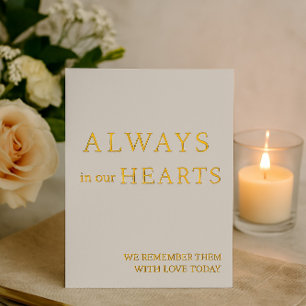 Always in Our Hearts Minimalist Wedding Sign Foil Holiday Card
