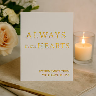 Always in Our Hearts Minimalist Wedding Sign Foil Holiday Card