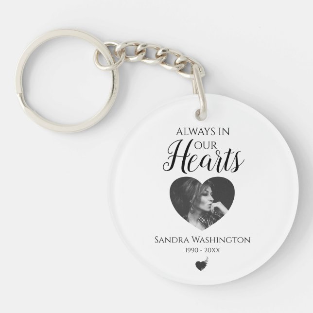 Always In Our Hearts | Photo Memorial Service Key Ring (Front)